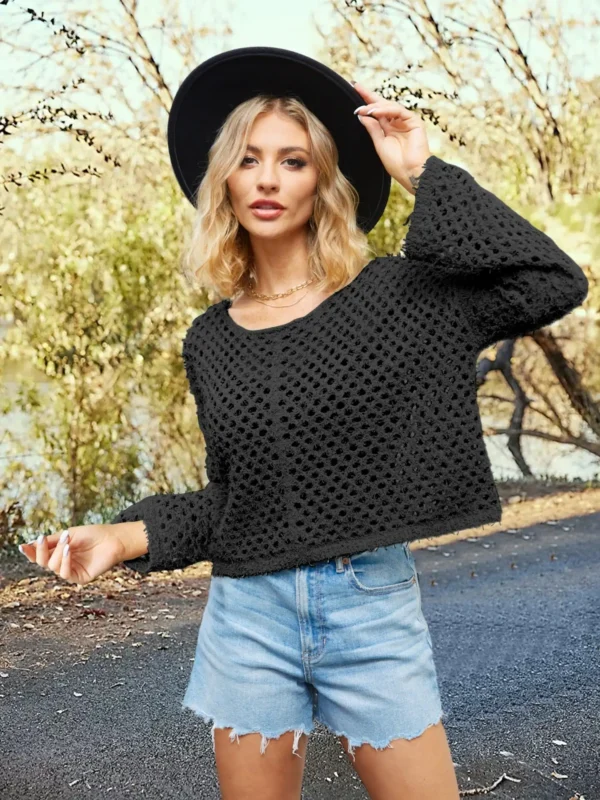 Stay Stylish And Cozy With Our 2024 Summer Long Sleeves Hollow Out Sweater - Perfect For Any Occasion! - Image 6