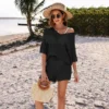 Kf S0E99Ff9D20Fd4A858E6C3728B3571533G 2024 Summer Hot Two Piece Set Solid Color Hollow Knit Top High Waisted Shorts Casual Wear