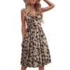 Kf S11Ff84Afef7C4247993B750E67C82Ff86 2024 Summer New Foreign Trade Printed Suspender Sleeveless Slim Fit Mid Length V Neck Women Dress