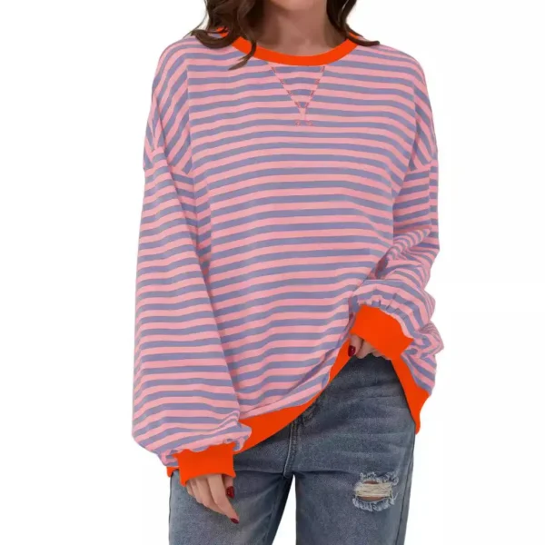 Upgrade Your Wardrobe With The 2024 Spring Striped Pattern Sweatshirt - Perfect For Casual Cross-Border Style! - Image 6