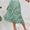 Kf S285Fba6Abe164D71B8C6Ec4Fb49F609Fz 2024 Spring Summer New Half Skirt Women S Fringe Mid Length Commuter Fashion Elastic Waist Skirt