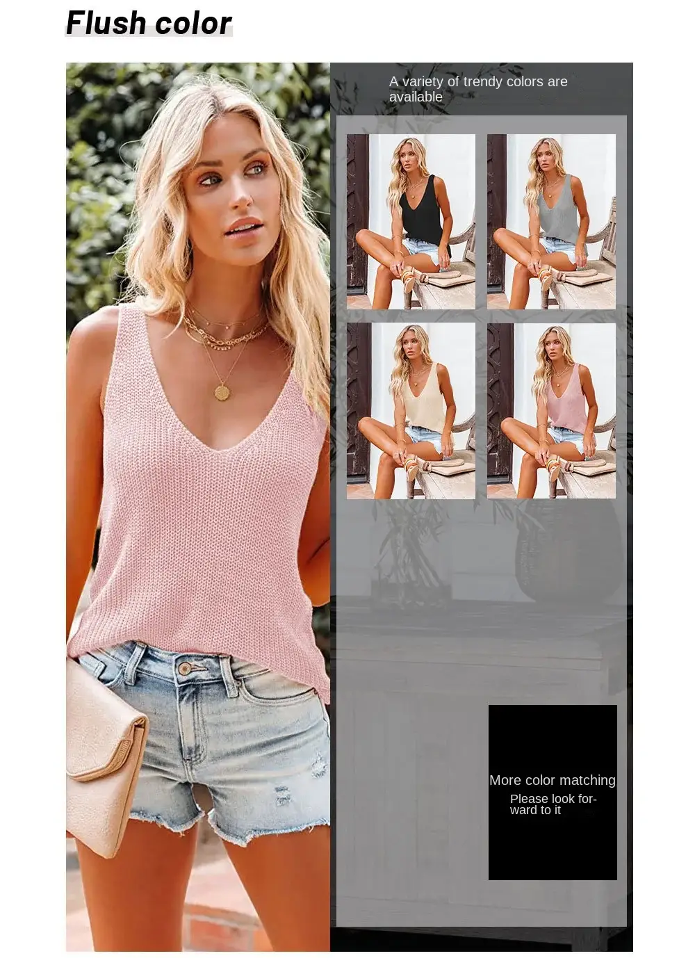 Get Ready For Summer 2024 With Our Sexy V-Neck Knitted Tank Top For Women - Loose And Stylish! 13 Kf S330264Ecc7984E24Aebffcfe0625C6D2O