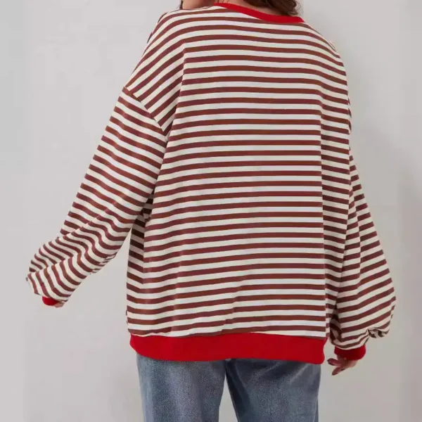 Upgrade Your Wardrobe With The 2024 Spring Striped Pattern Sweatshirt - Perfect For Casual Cross-Border Style! - Image 5
