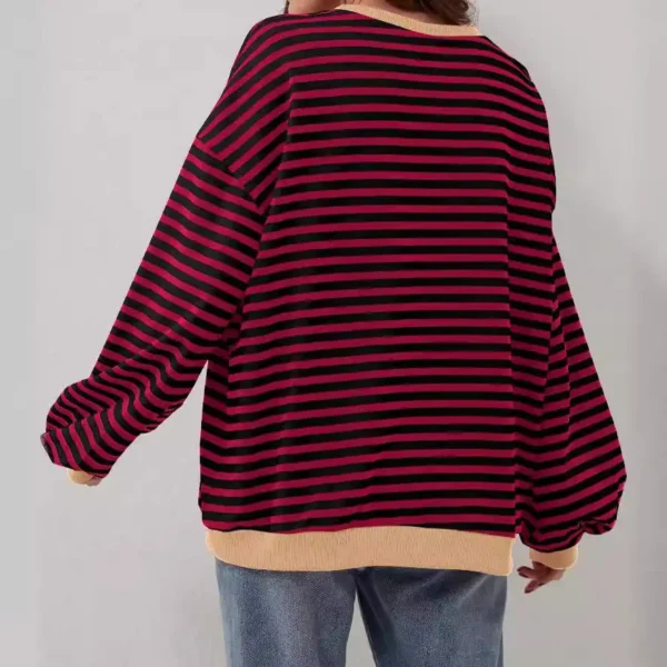 Upgrade Your Wardrobe With The 2024 Spring Striped Pattern Sweatshirt - Perfect For Casual Cross-Border Style! - Image 3