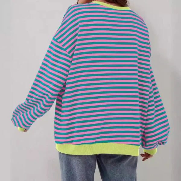 Upgrade Your Wardrobe With The 2024 Spring Striped Pattern Sweatshirt - Perfect For Casual Cross-Border Style! - Image 4