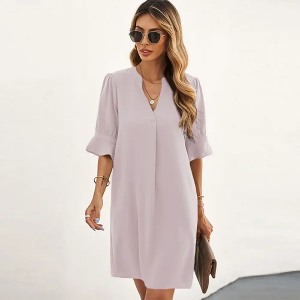 Stay Cool And Stylish This Summer With Our Chiffon Dress V-Neck  For Women - Perfect For Casual Days! - Image 6