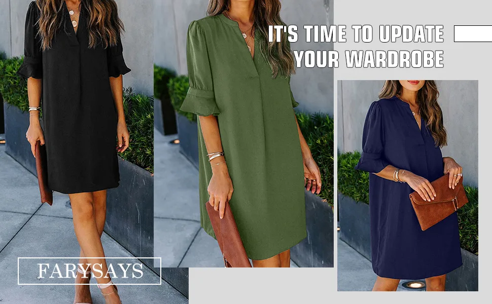 Stay Cool And Stylish This Summer With Our Chiffon Dress V-Neck For Women - Perfect For Casual Days! 10 Undefined
