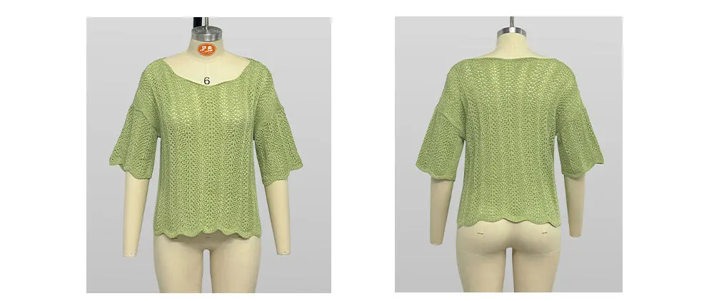 2024 Summer New Round Neck Mesh Knit Tshirt For Casual Women - Hollow Out &Amp; Large Size 22 Kf S88Eb7Cb0Dd924F24939Eb95D8196A7Bem