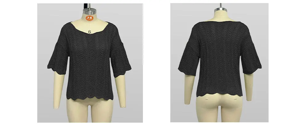 2024 Summer New Round Neck Mesh Knit Tshirt For Casual Women - Hollow Out &Amp; Large Size 23 Kf S91Bd0620636D4Ec4Aaef51Fdf97C6F584