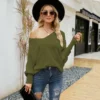 Kf S9B4932Ff63Da430B94219D5970036Fc8I Rope Bat Sleeve Knitwear Loose Pullover Off The Shoulder Sweater Women Sexy Shirts For Women Trendy
