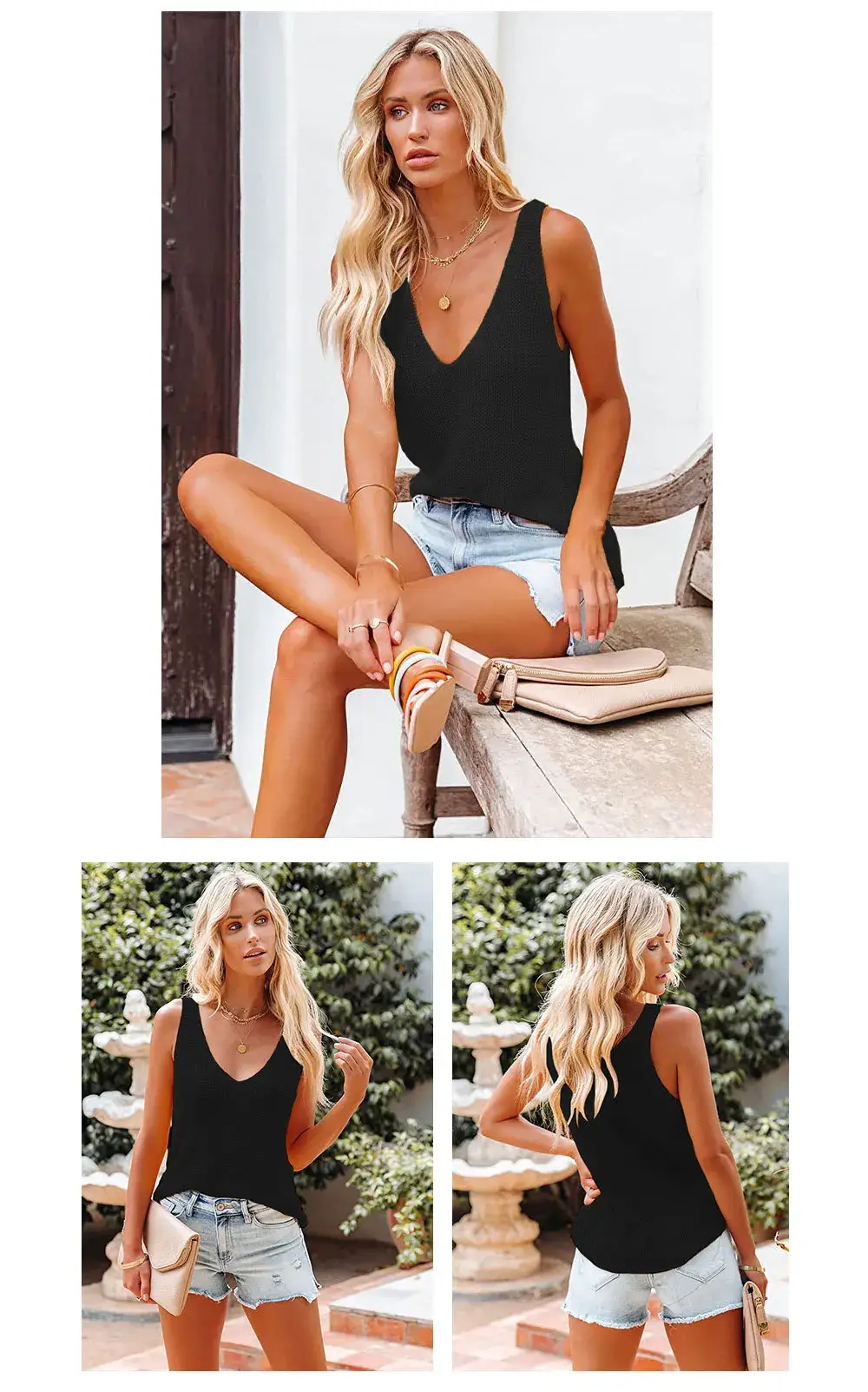 Get Ready For Summer 2024 With Our Sexy V-Neck Knitted Tank Top For Women - Loose And Stylish! 19 Kf S9Eb47059D8A44827Aff7D1F37E616De3V