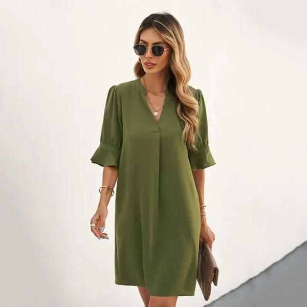 Stay Cool And Stylish This Summer With Our Chiffon Dress V-Neck  For Women - Perfect For Casual Days! - Image 2