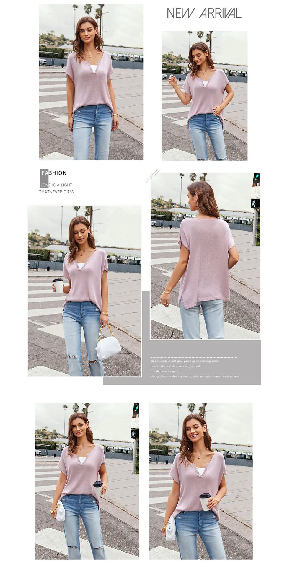 2024 Spring Summer Plus Size High Quality V-Neck Knit Women T-Shirts: Loose And Oversized Casual Pullover With Short Sleeves 16 Kf Sc4A2223601E4439494A85F4D2C9217Fdu