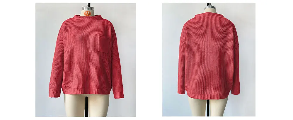 Stay Cozy And Chic With Our Winter Autumn Turtleneck Sweater - Featuring A Stylish Pocket Decoration And Solid Color Design! 23 Kf Sd372C8902Eed4E79A9Dc8D89E36E1C82N