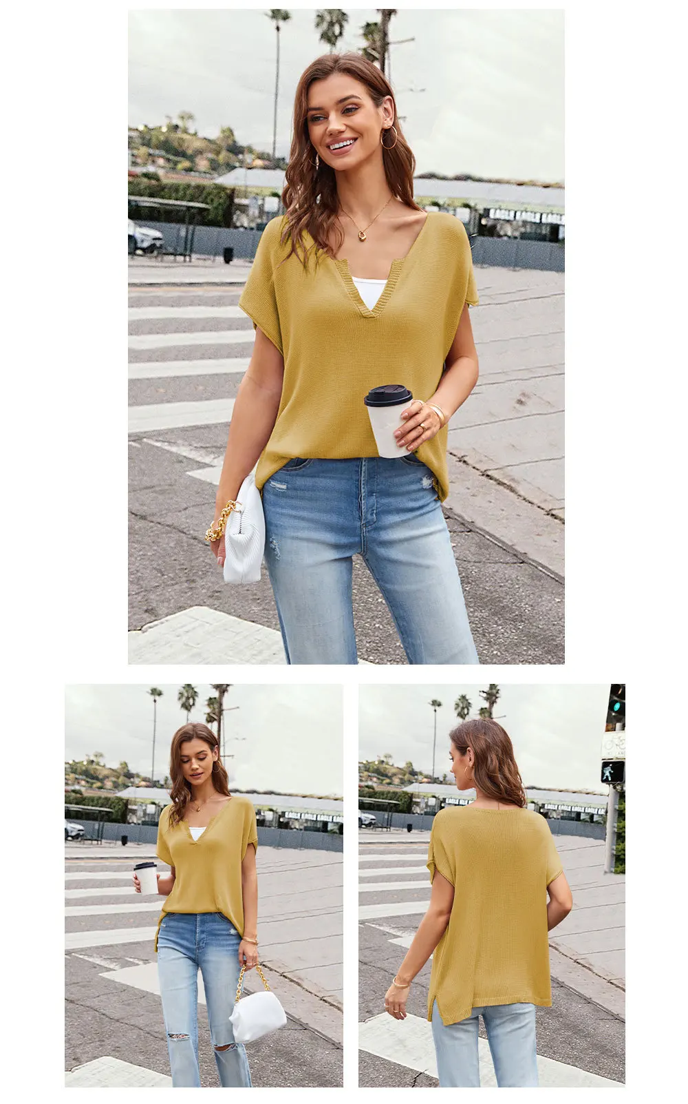 2024 Spring Summer Plus Size High Quality V-Neck Knit Women T-Shirts: Loose And Oversized Casual Pullover With Short Sleeves 18 Kf Sd6711Ad4E8B443Bca3E7F048E3F653C8G