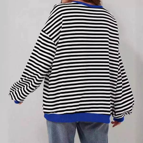 Upgrade Your Wardrobe With The 2024 Spring Striped Pattern Sweatshirt - Perfect For Casual Cross-Border Style! - Image 2