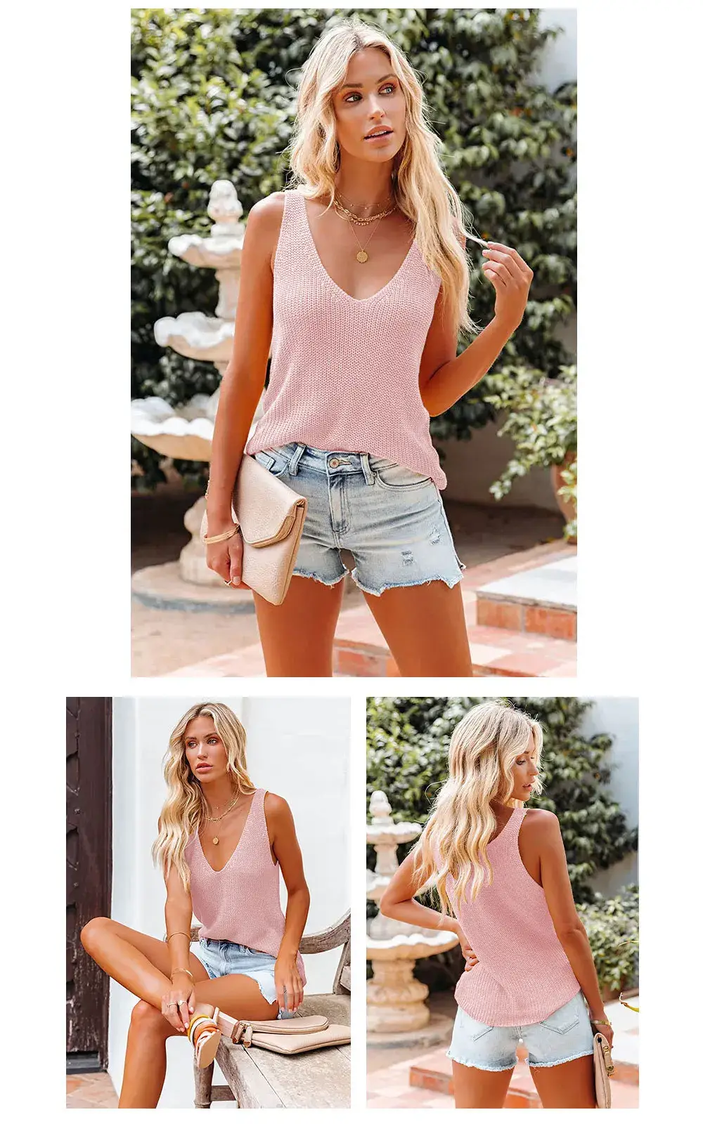 Get Ready For Summer 2024 With Our Sexy V-Neck Knitted Tank Top For Women - Loose And Stylish! 17 Kf See4461Fee6F741Cabeb2Bfbeb455C10An