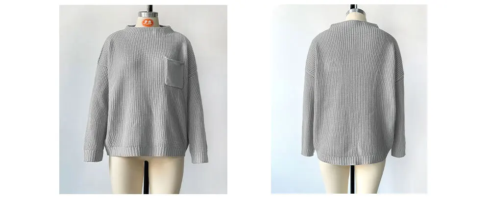 Stay Cozy And Chic With Our Winter Autumn Turtleneck Sweater - Featuring A Stylish Pocket Decoration And Solid Color Design! 24 Kf Sf312344331754E52B00Ff575C7885Fdeg