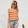 Kf Sfe098Ba02E274376B8A787078A63B037F 2024 New Women S Fashion Stripe Knitwear Ice Silk Colored Small Tank Top For Women Tank