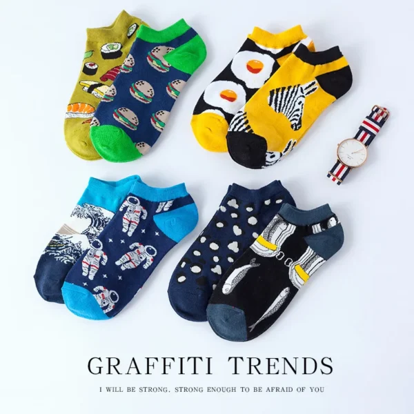 Spring Into Style With Oil Painting Avocado Ankle Socks For Women - Image 5