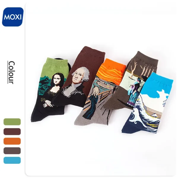 Upgrade Your Style With Oil Painting Cotton Socks For Men And Women - Perfect For Spring And Autumn! - Image 2