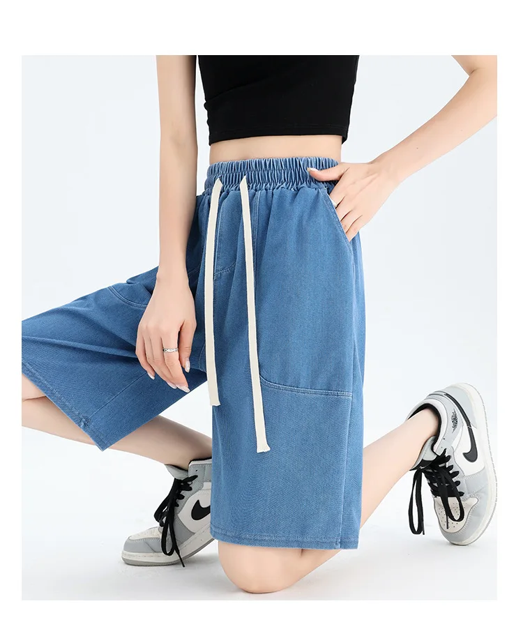 Stay Cool and Stylish this Summer with Tencel Denim Jean Shorts for Women - High Waist, Loose Fit, and Wide-Leg Design! 17 kf S0dd676592da74f718edacbc37df76bc40