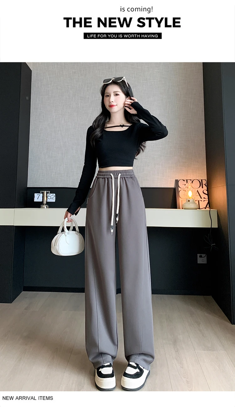 Upgrade Your Wardrobe With The Trendy Spring Summer Drawstring Wide Leg Pants - Available In High Waist And Large Sizes For Ultimate Comfort And Style! 41 Kf S18A169Ade0B9427Db8649C3C4A4031Dai 1