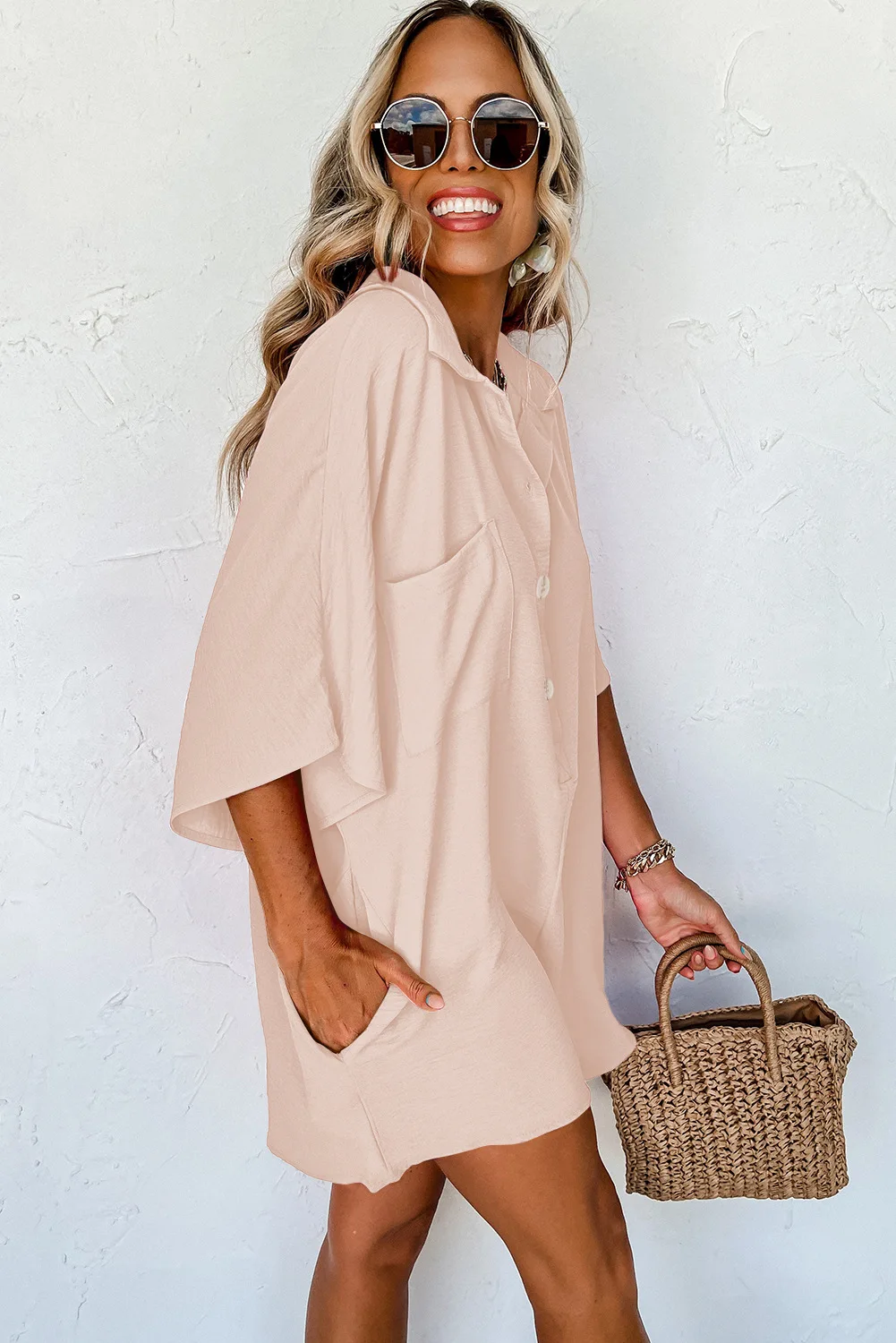2024 Summer Women'S Shirt Jumpsuit: Comfortable, Loose Fit With Split Sleeves And Pocket Detail 30 Kf S2286A795A1E1409Baddf7A9951754Ab6C