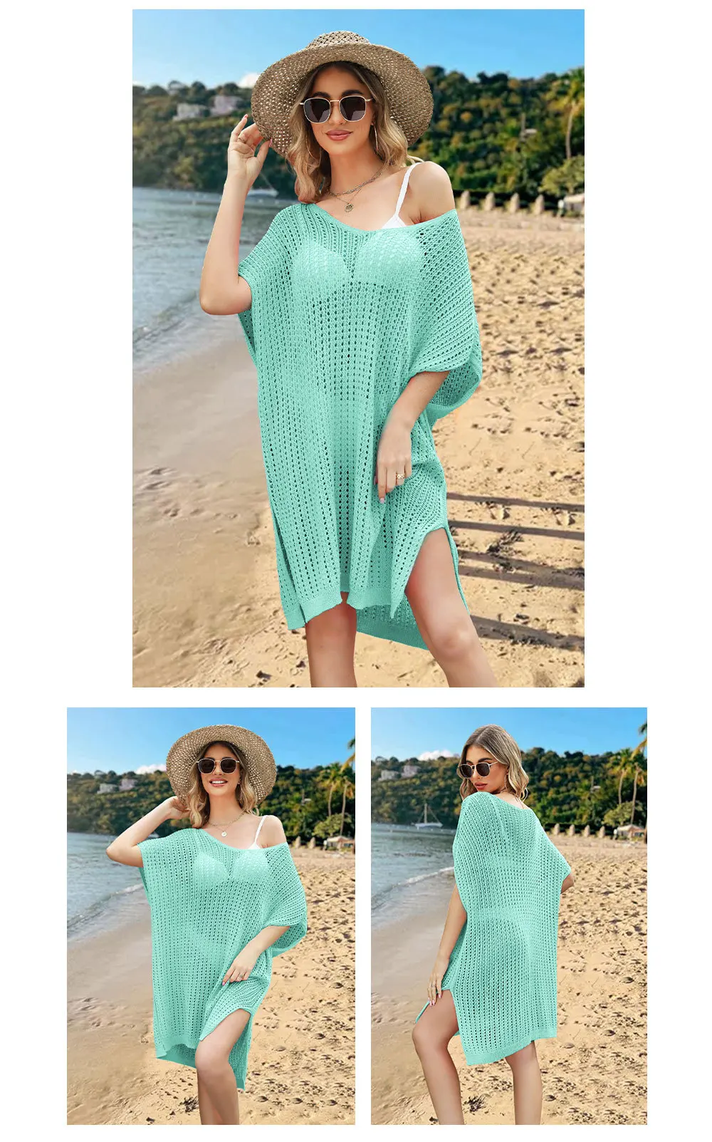 Stylish And Comfortable: 2024 Spring Summer Plus Size Beach Cover Up Dress With Cutout Splicing And Hollow Out Design 17 Kf S2A13C79Bfc9E450Cb2Fbb03Cc46De29Bi