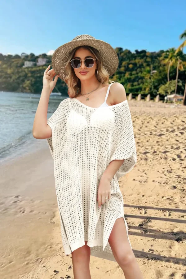 Stylish And Comfortable: 2024 Spring Summer Plus Size Beach Cover Up Dress With Cutout Splicing And Hollow Out Design - Image 5