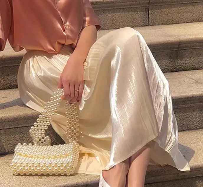 Upgrade Your Wardrobe With Our Spring And Autumn Half Length Pleated Skirt - Featuring Pearlescent Fabric And Elegant Pleats! 22 Kf S4195Fb8686674209B9A52D9B48Ab35Bff