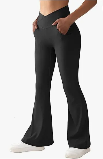 2024'S Must-Have: Women'S Sexy Ribbed Cross Yoga Pants With Pockets And High Waisted Flared Design 20 Kf S43F57F125F954741A8C7Da79Becc5Fa48