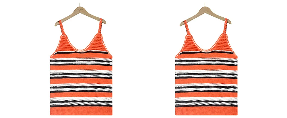 Stay Cool And Stylish With Our 2024 Summer Women'S V-Neck Stripe Knitted Tank Top - Made With Ice Silk For A Loose And Comfortable Fit! 16 Kf S45B35A13C50542Ed8A6B1Db778E20532O