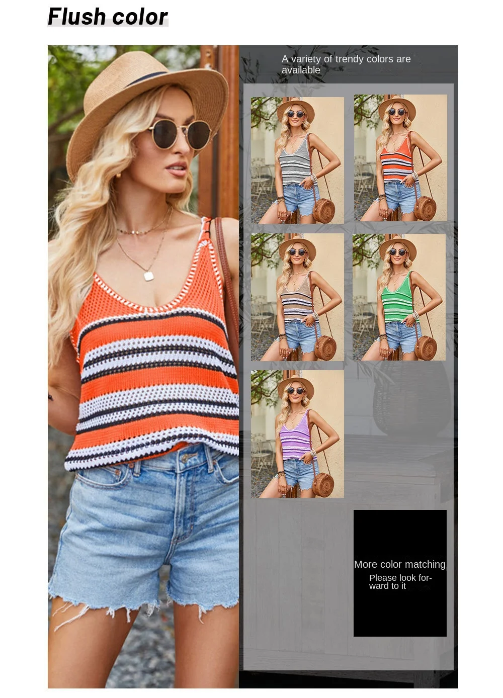 Stay Cool And Stylish With Our 2024 Summer Women'S V-Neck Stripe Knitted Tank Top - Made With Ice Silk For A Loose And Comfortable Fit! 13 Kf S469Ead966Fac485Abf8D2493362E0Cc4D