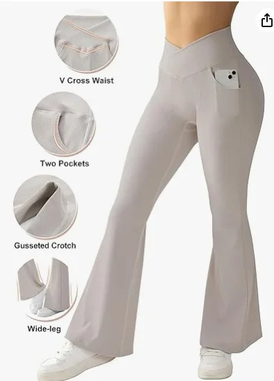 2024'S Must-Have: Women'S Sexy Ribbed Cross Yoga Pants With Pockets And High Waisted Flared Design 17 Kf S4Ae789635E904361B87B7De1E77C4C99J