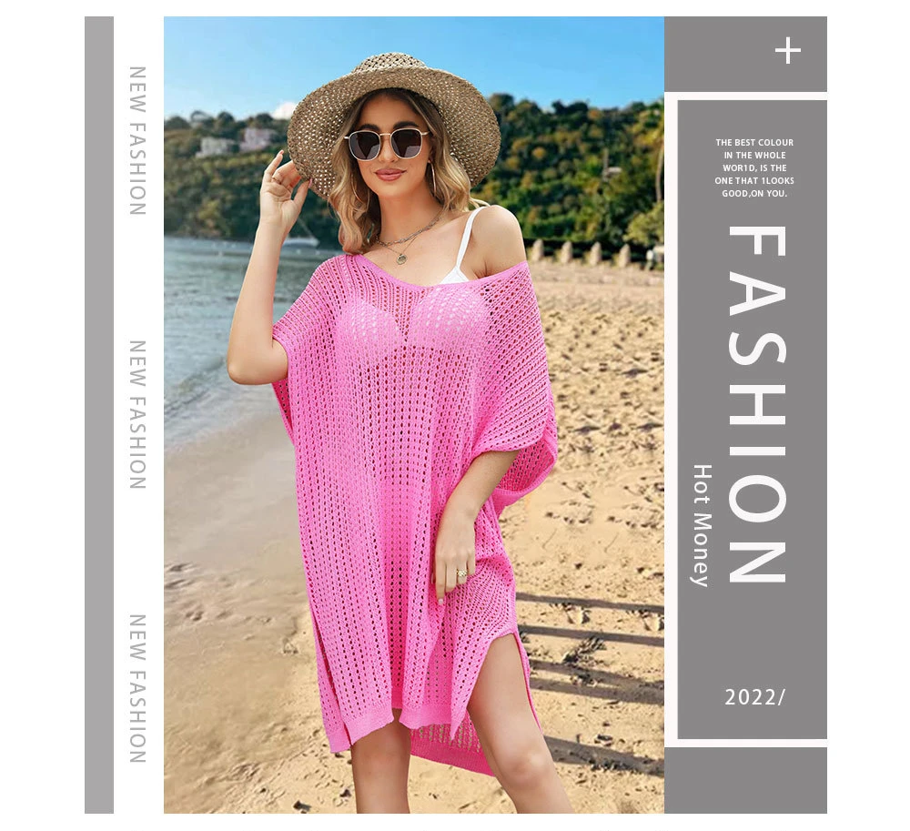 Stylish And Comfortable: 2024 Spring Summer Plus Size Beach Cover Up Dress With Cutout Splicing And Hollow Out Design 11 Kf S4C6956718936479Cb1C8428Bfe18Dbdet