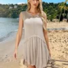2024 Fashion Trends: Colorful Round Neck Loose Dress for Women - Knitted Skirt Summer Style - apricot, S