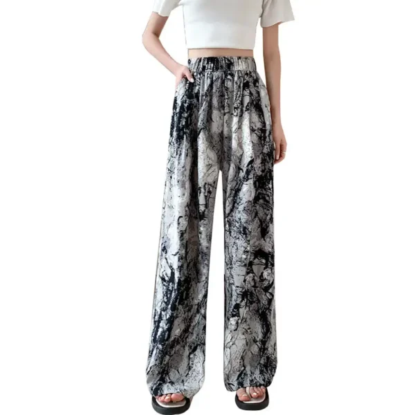 Effortlessly Chic: Ink-And-Wash Tie-Dyed Wide-Leg Women'S High Waist Slim Casual Summer Pants - Image 5