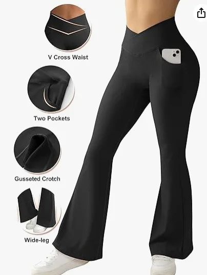 2024'S Must-Have: Women'S Sexy Ribbed Cross Yoga Pants With Pockets And High Waisted Flared Design 16 Kf S66Bac4B07Ee741Ca9409232C36E07C61V