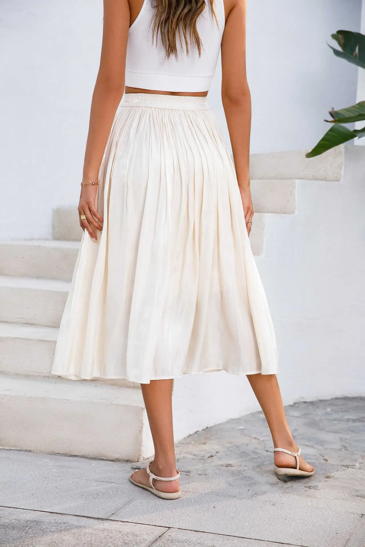Upgrade Your Wardrobe With Our Spring And Autumn Half Length Pleated Skirt - Featuring Pearlescent Fabric And Elegant Pleats! 15 Kf S67295307D5254A3D9Ffdc7796F95Dfd5G