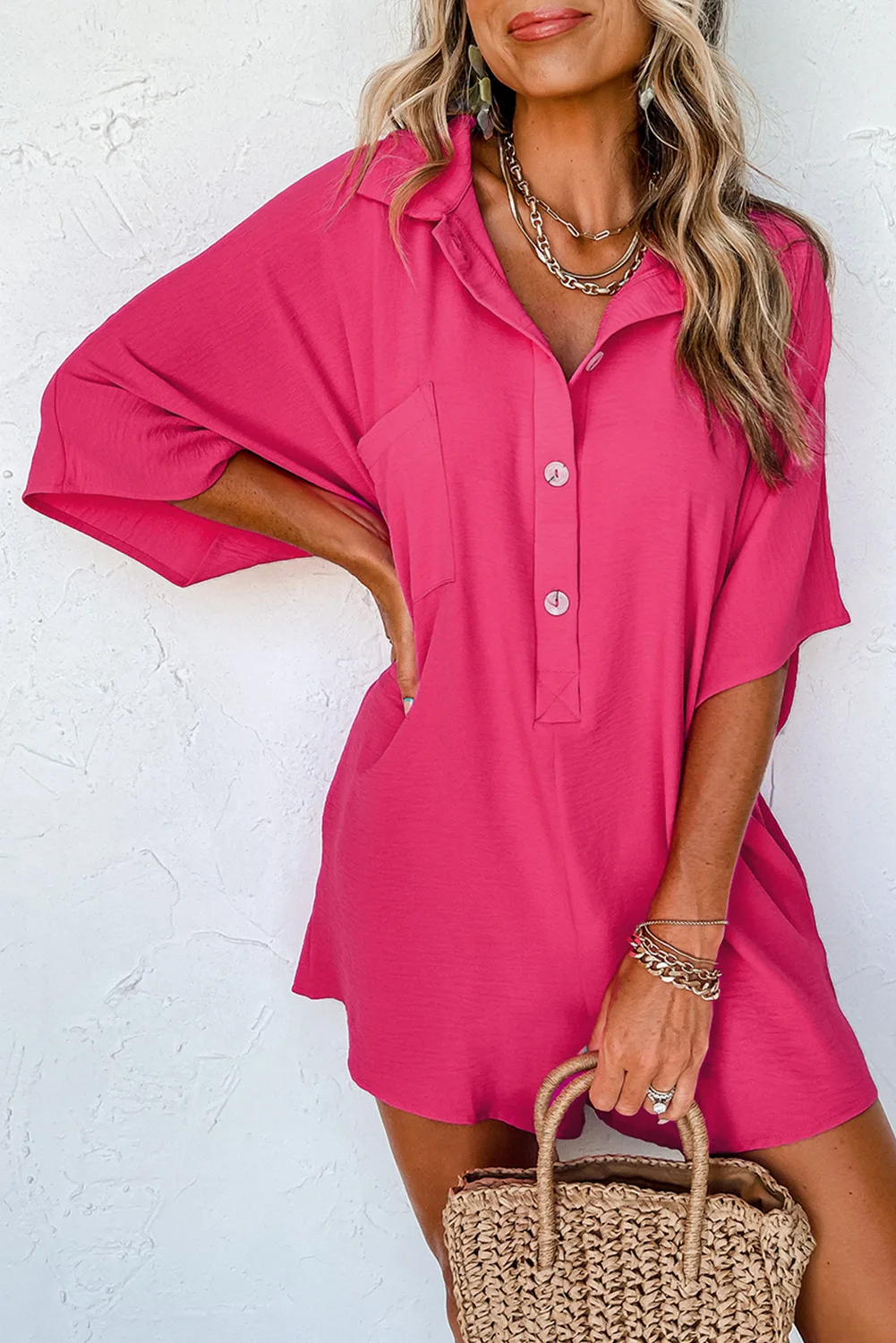 2024 Summer Women'S Shirt Jumpsuit: Comfortable, Loose Fit With Split Sleeves And Pocket Detail 22 Kf S6E55E27457Be45D6Aec10Cd616Cf0796Z