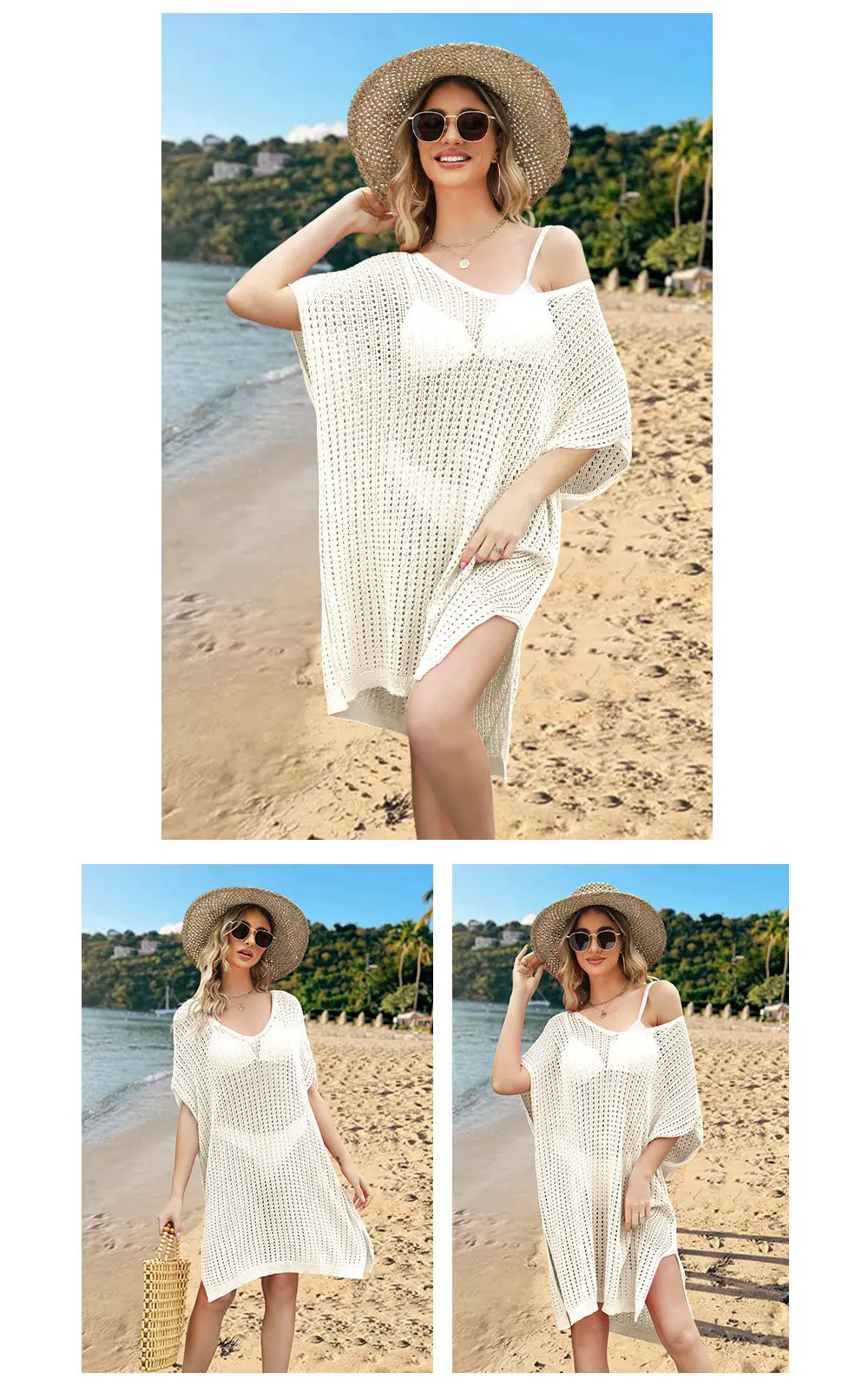 Stylish And Comfortable: 2024 Spring Summer Plus Size Beach Cover Up Dress With Cutout Splicing And Hollow Out Design 19 Kf S71D30986Bde140Ca98E72D5E9068C0Aa9