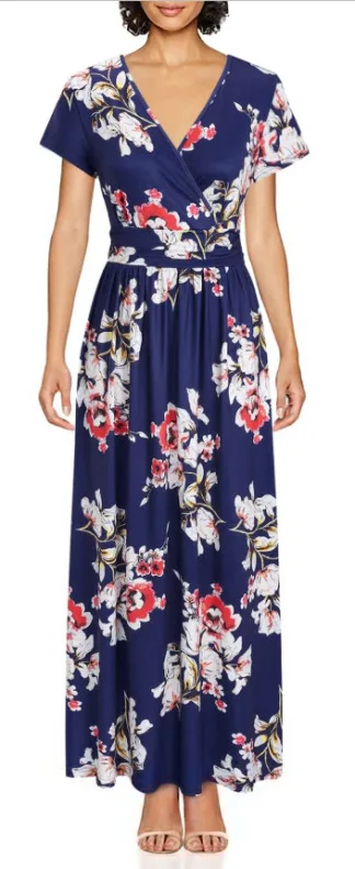 Flaunt Your Style With Our Women'S Summer Floral V-Neck Cropped Party Dress - Perfect For Any Occasion! 15 Undefined