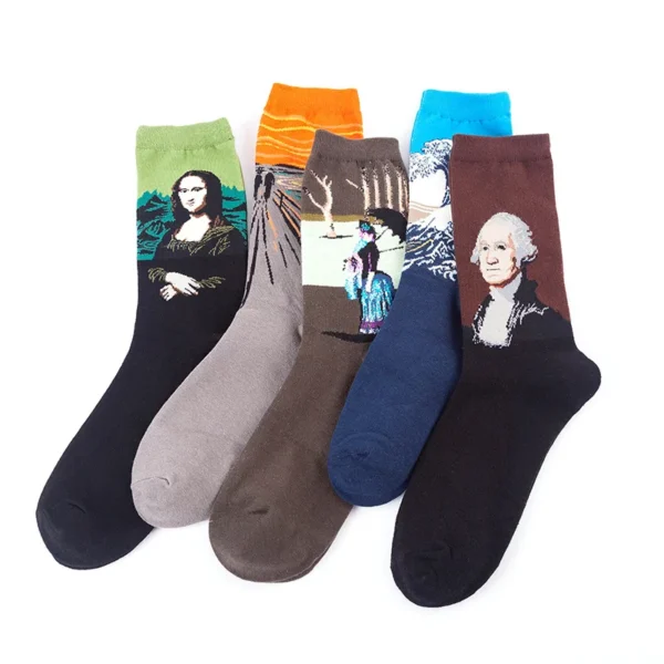 Upgrade Your Style With Oil Painting Cotton Socks For Men And Women - Perfect For Spring And Autumn! - Image 5