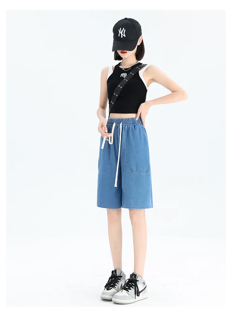 Stay Cool and Stylish this Summer with Tencel Denim Jean Shorts for Women - High Waist, Loose Fit, and Wide-Leg Design! 18 kf S78293524623b4fb8a7aa62dff30f0415L