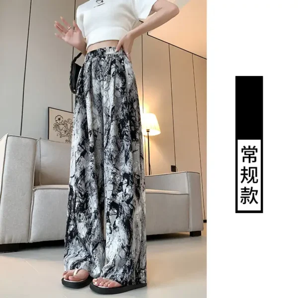 Effortlessly Chic: Ink-And-Wash Tie-Dyed Wide-Leg Women'S High Waist Slim Casual Summer Pants - Image 6
