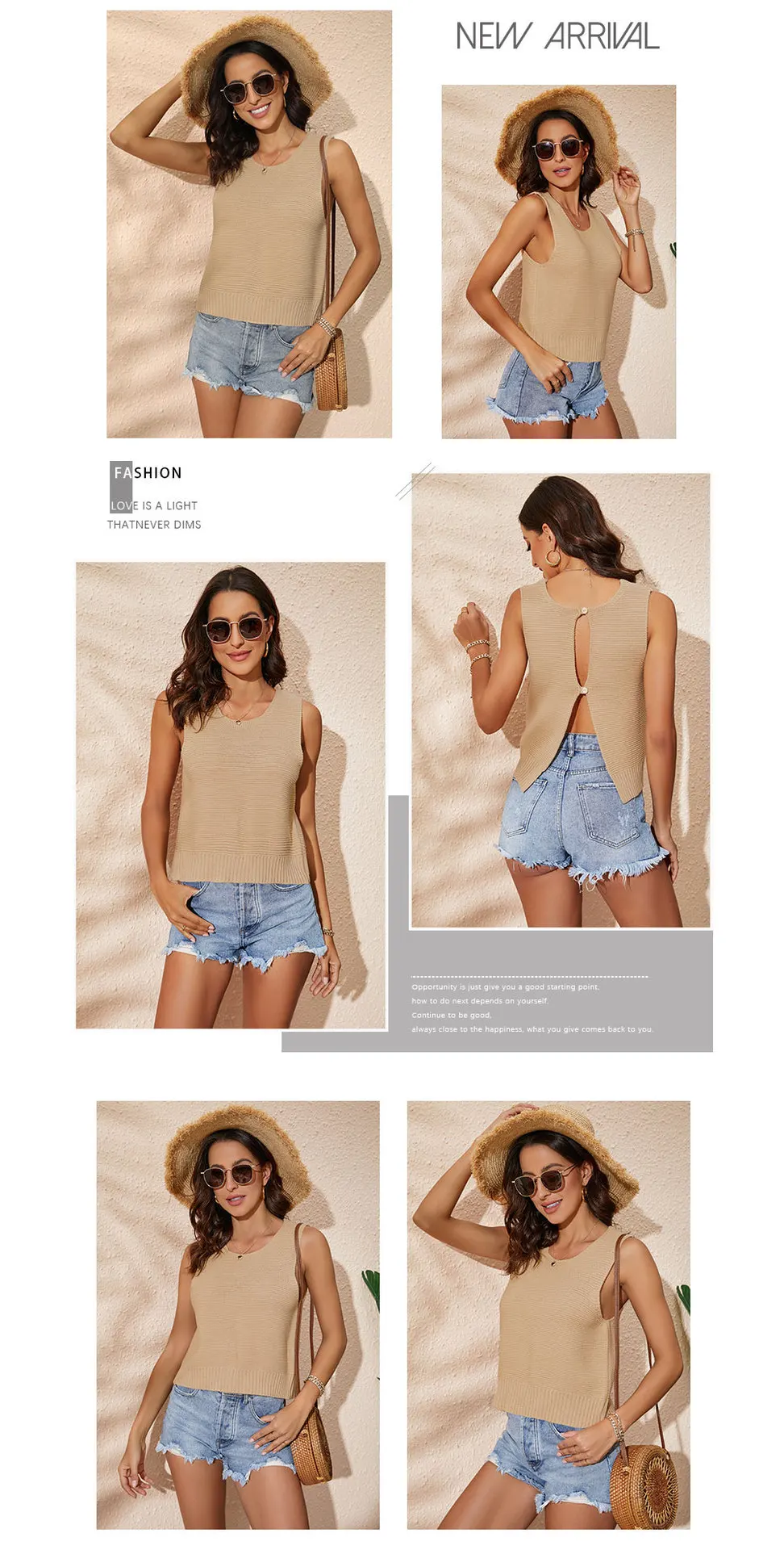 2024 Summer Women'S Fashion: Versatile Solid Color Camisoles Knit Tank Top - Must-Have For Every Wardrobe 17 Kf