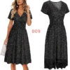 Flaunt Your Style with Our Women's Summer Floral V-Neck Cropped Party Dress - Perfect for Any Occasion! - 009, M