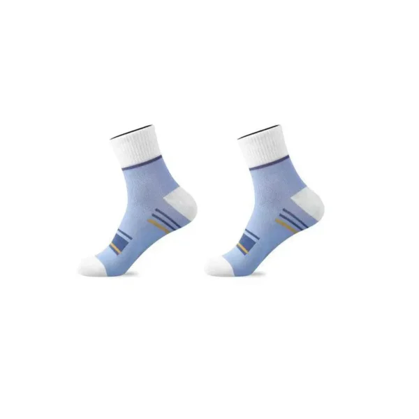 Men'S Cotton Socks , Breathable And Deodorant Sports Ins Trend Color-Blocked Stripe Student Socks - Image 5