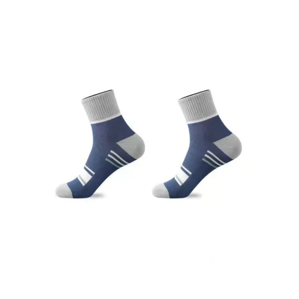 Men'S Cotton Socks , Breathable And Deodorant Sports Ins Trend Color-Blocked Stripe Student Socks - Image 3